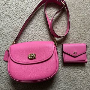 Coach Vibrant Pink Crossbody Bag and Wallet